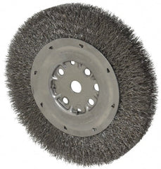 Anderson - 8" OD, 5/8" Arbor Hole, Crimped Steel Wheel Brush - 3/4" Face Width, 1-1/2" Trim Length, 0.0104" Filament Diam, 4,500 RPM - Exact Tooling