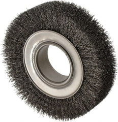 Anderson - 6" OD, 2" Arbor Hole, Crimped Steel Wheel Brush - 1-1/2" Face Width, 1-1/8" Trim Length, 0.014" Filament Diam, 6,000 RPM - Exact Tooling
