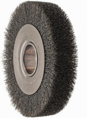 Anderson - 8" OD, 2" Arbor Hole, Crimped Steel Wheel Brush - 1-5/8" Face Width, 1-1/2" Trim Length, 0.01" Filament Diam, 4,500 RPM - Exact Tooling