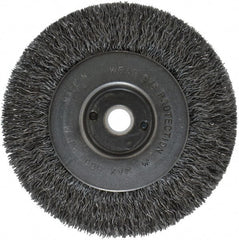 Anderson - 4" OD, 1/2" Arbor Hole, Crimped Steel Wheel Brush - 11/32" Face Width, 13/16" Trim Length, 0.0118" Filament Diam, 6,000 RPM - Exact Tooling