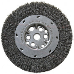 Anderson - 6" OD, 5/8" Arbor Hole, Crimped Steel Wheel Brush - 3/4" Face Width, 1-1/8" Trim Length, 0.008" Filament Diam, 6,000 RPM - Exact Tooling