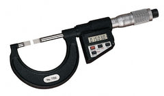 Starrett - 2" to 76mm Electronic Satin Chrome Coated Blade Micrometer - 0.0001" Accuracy, 0.03" Blade Thickness, Friction Thimble - Exact Tooling