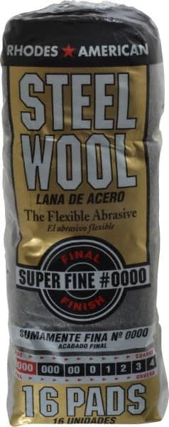 Value Collection - Finest Grit, Grade 0000 Steel Wool Pad - 4" Long x 3" Wide - Exact Tooling