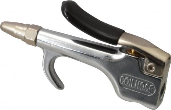Coilhose Pneumatics - 150 Max psi High Volume Safety Nozzle Thumb Lever Blow Gun - 1/4 NPT Inlet, Chrome Plated Zinc - Exact Tooling
