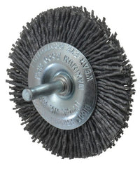 Dico - 3" OD, 1/4" Shank Diam, Crimped Nylon Wheel Brush - 3/8" Face Width - Exact Tooling
