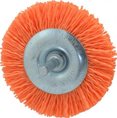 Dico - 3" OD, 1/4" Shank Diam, Crimped Nylon Wheel Brush - 3/8" Face Width - Exact Tooling
