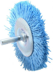 Dico - 3" OD, 1/4" Shank Diam, Crimped Nylon Wheel Brush - 3/8" Face Width - Exact Tooling