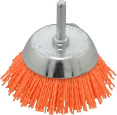 Dico - 2-1/2" Diam, 1/4" Shank Diam, Nylon Fill Cup Brush - Aluminum Oxide Abrasive Material, 0.04 Wire Diam - Exact Tooling