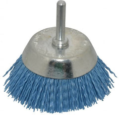 Dico - 2-1/2" Diam, 1/4" Shank Diam, Nylon Fill Cup Brush - Aluminum Oxide Abrasive Material, 0.03 Wire Diam - Exact Tooling