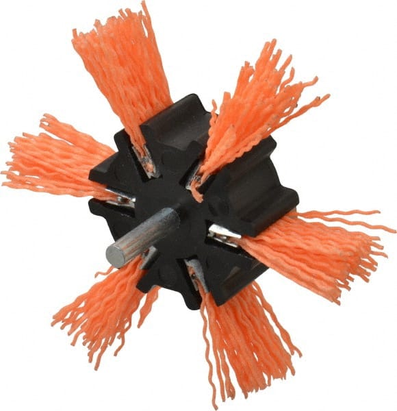 Dico - 4" OD, 1/4" Shank Diam, Nylon Wheel Brush - 1/4" Shank, 120 Grit - Exact Tooling