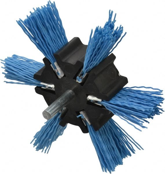 Dico - 4" OD, 1/4" Shank Diam, Nylon Wheel Brush - 1/4" Shank, 240 Grit - Exact Tooling