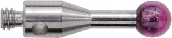 Renishaw - 0.1181 Inch Ball Diameter, Stainless Steel Stem, M2 Thread, Ruby Point Ball Tip CMM Stylus - 0.2756 Inch Working Length, 0.0591 Inch Stem Diameter, 0.3937 Inch Overall Length - Exact Tooling