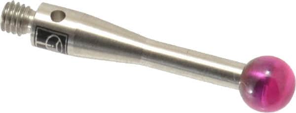Renishaw - 0.1969 Inch Ball Diameter, Stainless Steel Stem, M3 Thread, Ruby Point Ball Tip CMM Stylus - 0.8268 Inch Working Length, 0.0984 Inch Stem Diameter, 0.8268 Inch Overall Length - Exact Tooling