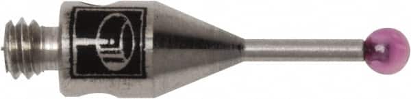 Renishaw - 0.0591 Inch Ball Diameter, Stainless Steel Stem, M2 Thread, Ruby Point Ball Tip CMM Stylus - 0.1772 Inch Working Length, 0.028 Inch Stem Diameter, 0.3937 Inch Overall Length - Exact Tooling