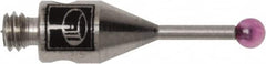 Renishaw - 0.0591 Inch Ball Diameter, Stainless Steel Stem, M2 Thread, Ruby Point Ball Tip CMM Stylus - 0.1772 Inch Working Length, 0.028 Inch Stem Diameter, 0.3937 Inch Overall Length - Exact Tooling