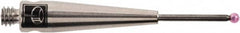 Renishaw - 0.0394 Inch Ball Diameter, Carbide Stem, M2 Thread, Ruby Point Ball Tip CMM Stylus - 0.2756 Inch Working Length, 0.028 Inch Stem Diameter, 0.7874 Inch Overall Length - Exact Tooling
