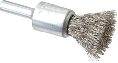Anderson - 1/2" Brush Diam, Crimped, End Brush - 1/4" Diam Shank, 25,000 Max RPM - Exact Tooling