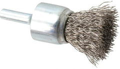 Anderson - 3/4" Brush Diam, Crimped, End Brush - 1/4" Diam Shank, 22,000 Max RPM - Exact Tooling