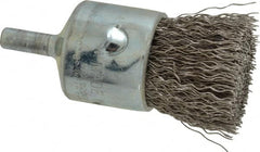 Anderson - 1" Brush Diam, Crimped, End Brush - 1/4" Diam Shank, 22,000 Max RPM - Exact Tooling