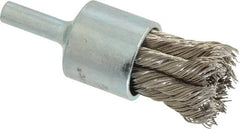 Anderson - 3/4" Brush Diam, Knotted, End Brush - 1/4" Diam Shank, 22,000 Max RPM - Exact Tooling