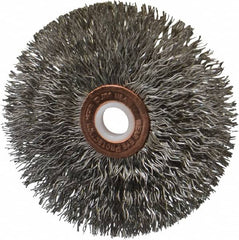 Anderson - 3" OD, 1/2" Arbor Hole, Crimped Stainless Steel Wheel Brush - 1/4" Face Width, 1" Trim Length, 0.014" Filament Diam, 20,000 RPM - Exact Tooling