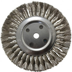 Anderson - 8" OD, 5/8" Arbor Hole, Knotted Stainless Steel Wheel Brush - 5/8" Face Width, 1-3/4" Trim Length, 0.012" Filament Diam, 6,000 RPM - Exact Tooling