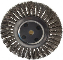 Anderson - 8" OD, 5/8" Arbor Hole, Knotted Stainless Steel Wheel Brush - 5/8" Face Width, 1-3/4" Trim Length, 0.016" Filament Diam, 6,000 RPM - Exact Tooling