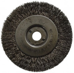 Anderson - 4" OD, 1/2" Arbor Hole, Crimped Stainless Steel Wheel Brush - 11/32" Face Width, 13/16" Trim Length, 0.0104" Filament Diam, 6,000 RPM - Exact Tooling