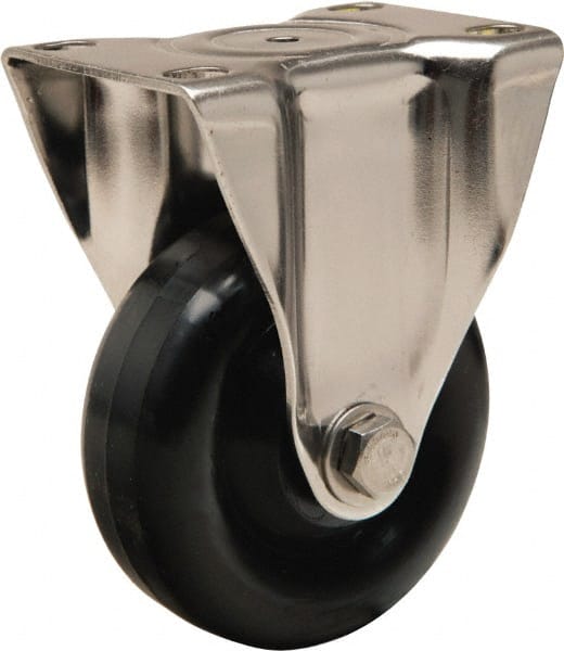 Hamilton - 3-1/2" Diam x 1-3/8" Wide x 4-7/8" OAH Top Plate Mount Rigid Caster - Polyolefin, 260 Lb Capacity, Plain Bore Bearing, 2-3/8 x 3-5/8" Plate - Exact Tooling