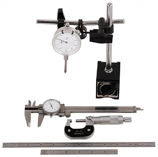 Value Collection - 6 Piece, Machinist Caliper and Micrometer Tool Kit - Exact Tooling