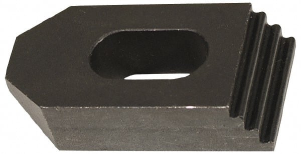 Jergens - 1/2" Stud, Low Carbon Steel, Plain Strap Clamp - 2" Travel, 6" OAL x 1-1/4" Wide x 7/8" High, Black Oxide Finish, Tapered Nose - Exact Tooling