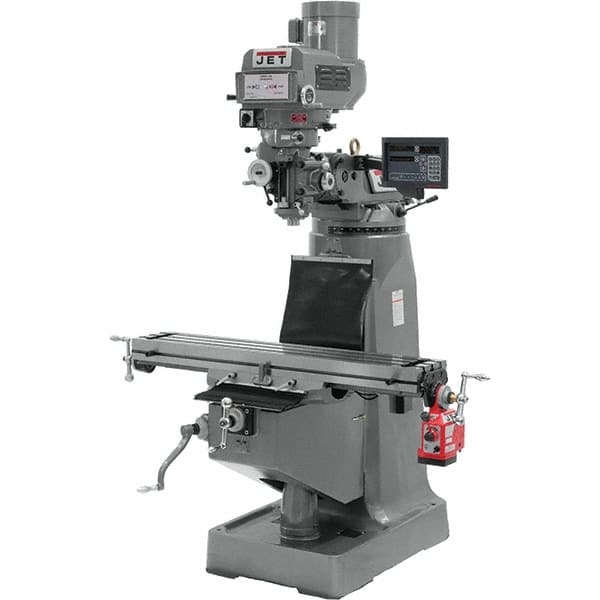 Jet - 9 x 49" 3 hp 230/460V Variable Speed Pulley Control 3 Phase Knee Milling Machine - Exact Tooling