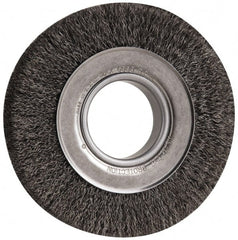 Anderson - 6" OD, 2" Arbor Hole, Crimped Steel Wheel Brush - 1" Face Width, 1-1/8" Trim Length, 0.0118" Filament Diam, 6,000 RPM - Exact Tooling