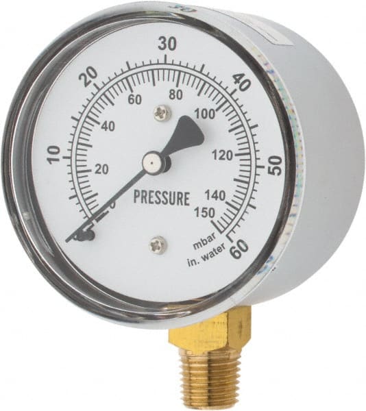 Gast - 1/4" NPT psi Pressure Gauge - 0-60 psi Pressure, 0-150 Millibars - Exact Tooling