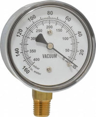 Gast - 1/4" NPT Vacuum Gauge - 0-60 psi Pressure, 0-400 Millibars - Exact Tooling