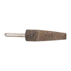 Grier Abrasives - 3/4" Head Diam x 2-1/2" Thickness, A1, Cone End, Aluminum Oxide Mounted Point - Brown, Very Coarse Grade, 36 Grit, 19,800 RPM - Exact Tooling