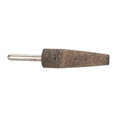 Grier Abrasives - 3/4" Head Diam x 2-1/2" Thickness, A1, Cone End, Aluminum Oxide Mounted Point - Brown, Very Coarse Grade, 36 Grit, 19,800 RPM - Exact Tooling