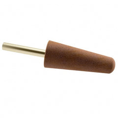 Grier Abrasives - 1" Head Diam x 2-3/4" Thickness, A3, Tree End, Aluminum Oxide Mounted Point - Brown, Very Coarse Grade, 36 Grit, 16,100 RPM - Exact Tooling