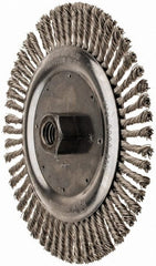 Anderson - 6-7/8" OD, 5/8-11 Arbor Hole, Knotted Stainless Steel Wheel Brush - 3/16" Face Width, 1-1/4" Trim Length, 0.02" Filament Diam, 9,000 RPM - Exact Tooling