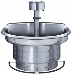 Bradley - Semi-Circular, Foot-Controlled, Internal Drain, 54" Diam, 4 Person Capacity, Stainless Steel, Wash Fountain - 3 GPM, 9" Bowl Depth, 28" High, 304 Material Grade - Exact Tooling