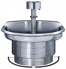 Bradley - Semi-Circular, Foot-Controlled, Internal Drain, 36" Diam, 3 Person Capacity, Stainless Steel, Wash Fountain - 1.25 GPM, 9" Bowl Depth, 28" High, 304 Material Grade - Exact Tooling