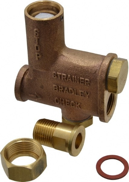 Bradley - Wash Fountain Combination Stop Strainer & Check Valve - For Use with Bradley Foot-Controlled Wash Fountains - Exact Tooling