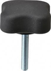 Gibraltar - 1.99" Head Diam, 4 Point Lobed Knob - 1/4-20 Stem, Thermoplastic Elastomer, Black - Exact Tooling
