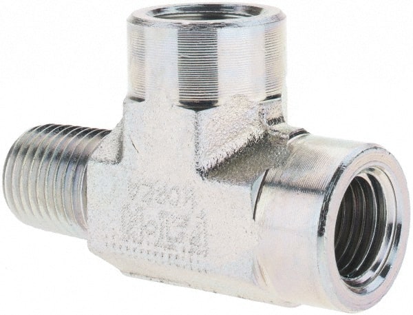 Eaton - 1/4 x 1/4" Male Thread Stainless Steel Industrial Pipe Tee - Exact Tooling