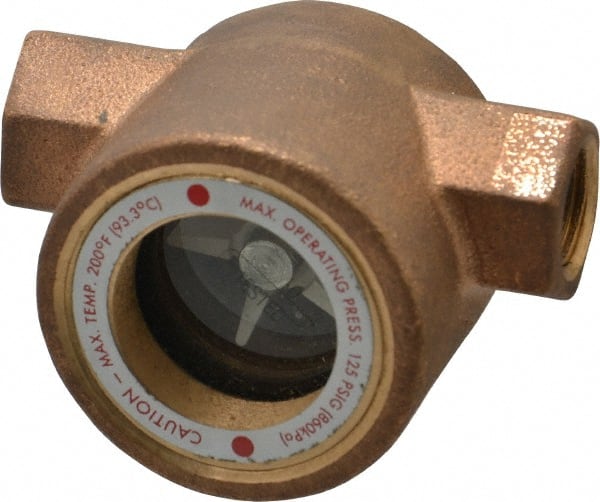 Dwyer - 3/8 Inch, Bronze Body Sight Flow Indicator - 125 Max psi, 3 Inch Overall Length, 200°F - Exact Tooling