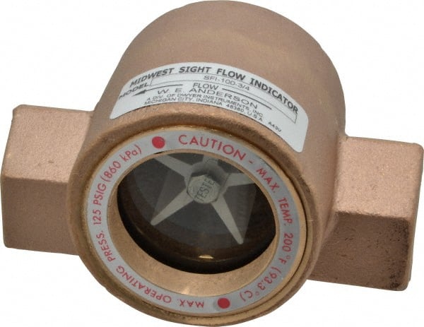 Dwyer - 3/4 Inch, Bronze Body Sight Flow Indicator - 125 Max psi, 4 Inch Overall Length, 200°F - Exact Tooling