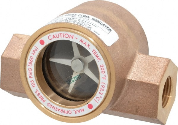 Dwyer - 1/2 Inch, Bronze Body Sight Flow Indicator - 125 Max psi, 4 Inch Overall Length, 200°F - Exact Tooling