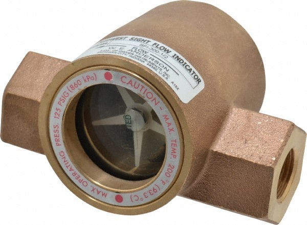 Dwyer - 1/2 Inch, Bronze Body Sight Flow Indicator - 125 Max psi, 4-1/16 Inch Overall Length, 200°F - Exact Tooling