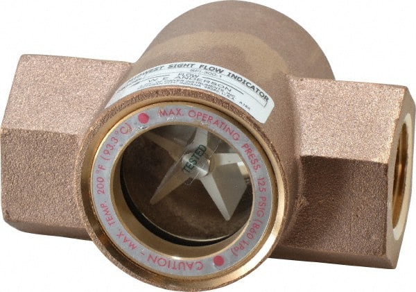 Dwyer - 1 Inch, Bronze Body Sight Flow Indicator - 125 Max psi, 4-3/8 Inch Overall Length, 200°F - Exact Tooling