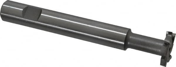Made in USA - 1" Cut Diam, 3/16" Cut Width, 7/16" Neck Diam, 5/8" Shank Diam, 4-5/16" OAL, M42 Cobalt T-Slot Cutter - Uncoated, Staggered Teeth, 8 Teeth, Weldon Flat - Exact Tooling